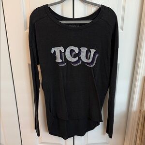 Black Long Sleeve TCU Women's Top